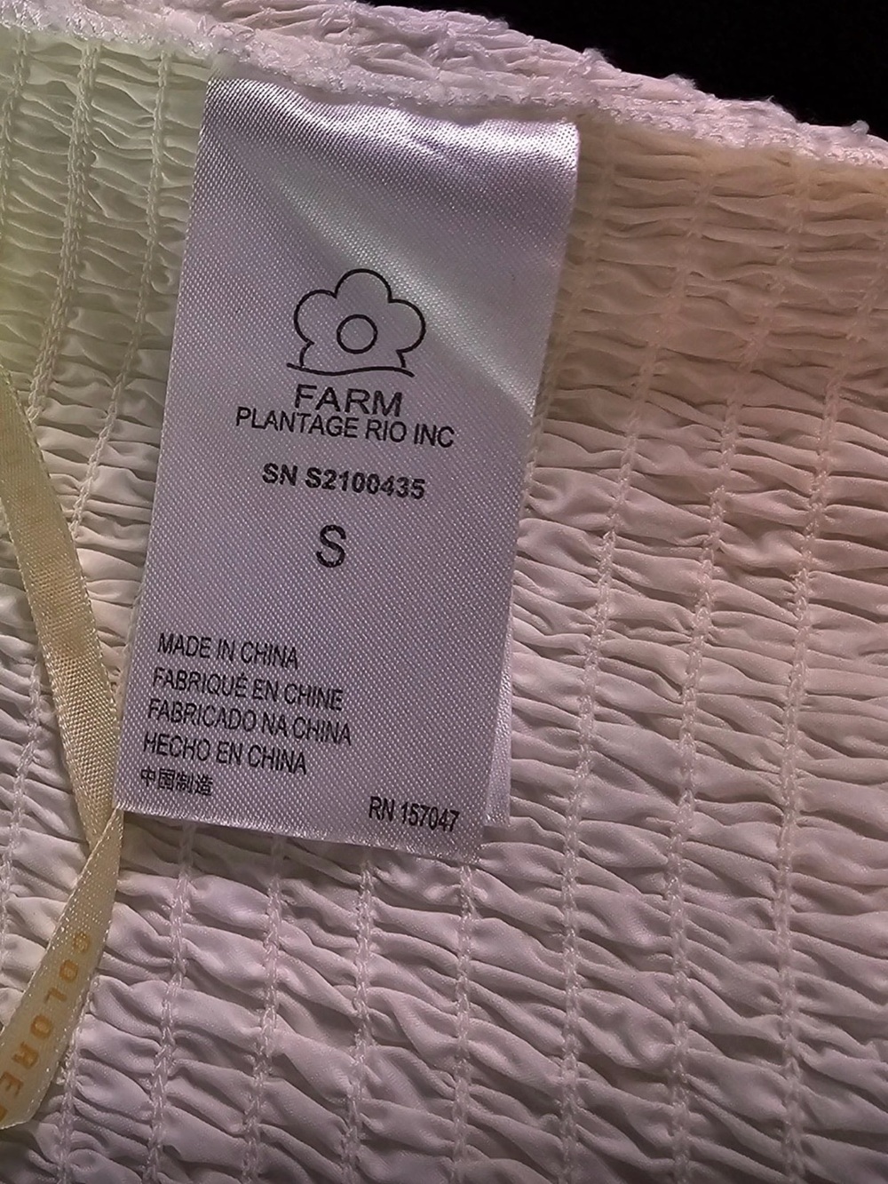 Farm Rio White Smocked Puff Sleeve Crop Top Size S - Picture 9 of 16
